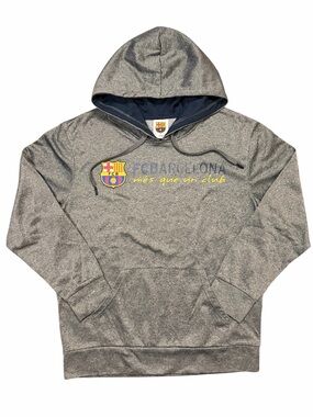 FC Barcelona Men's Heather Gray Pullover Hoodie Futbol Soccer Sz. M